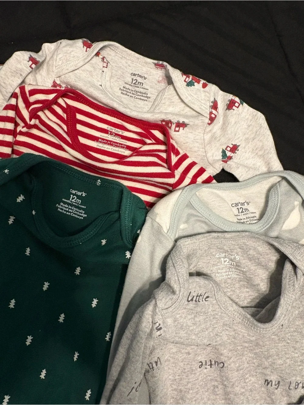 Carter's Baby assorted long sleeve bodysuits size 12 months